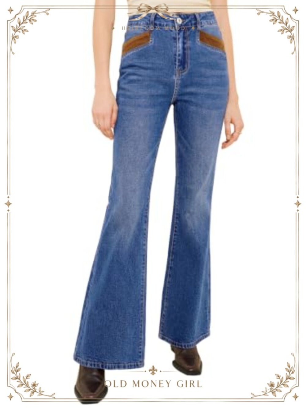 Womens High Rise Flare Bell Bottom Stretch Denim Jeans Casual